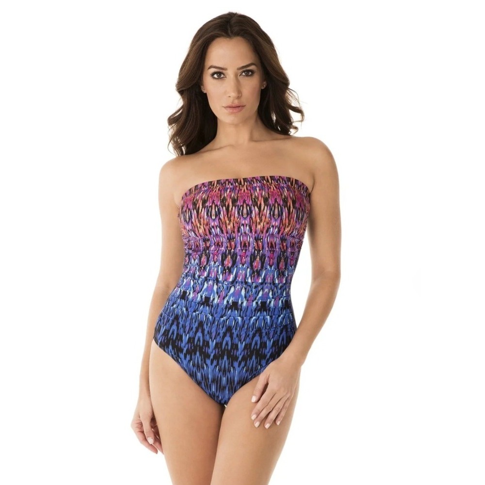 Miraclesuit One Piece Blue Vesuvio Avanti Bandeau Underwire / Womens 8
